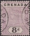 Click for more photos and details Grenada 1895 Queen Victoria 8d Mauve and Black Used SG54 cat £55