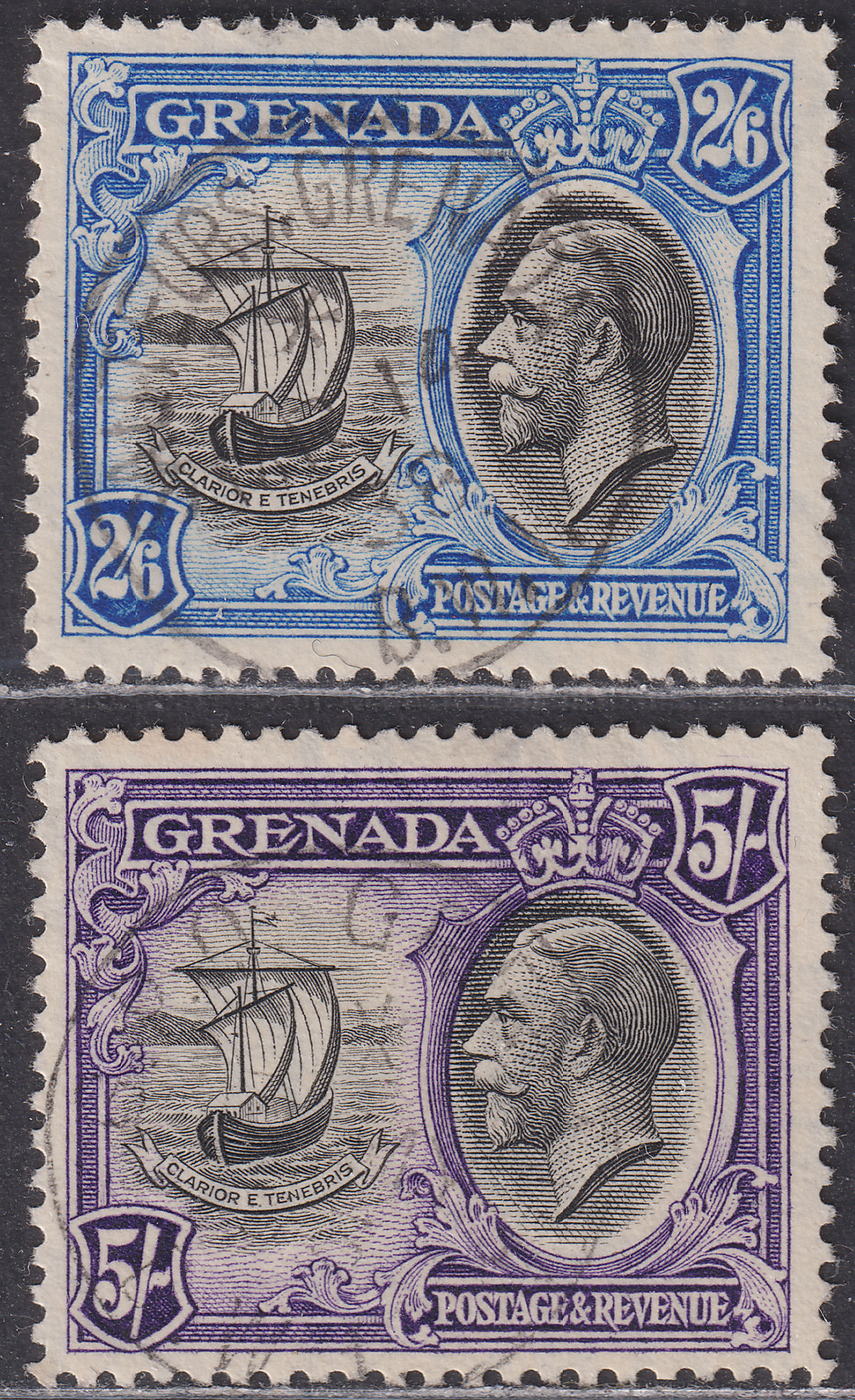 Grenada 1934 King George V 2sh6d, 5sh Used SG143-144 cat £100