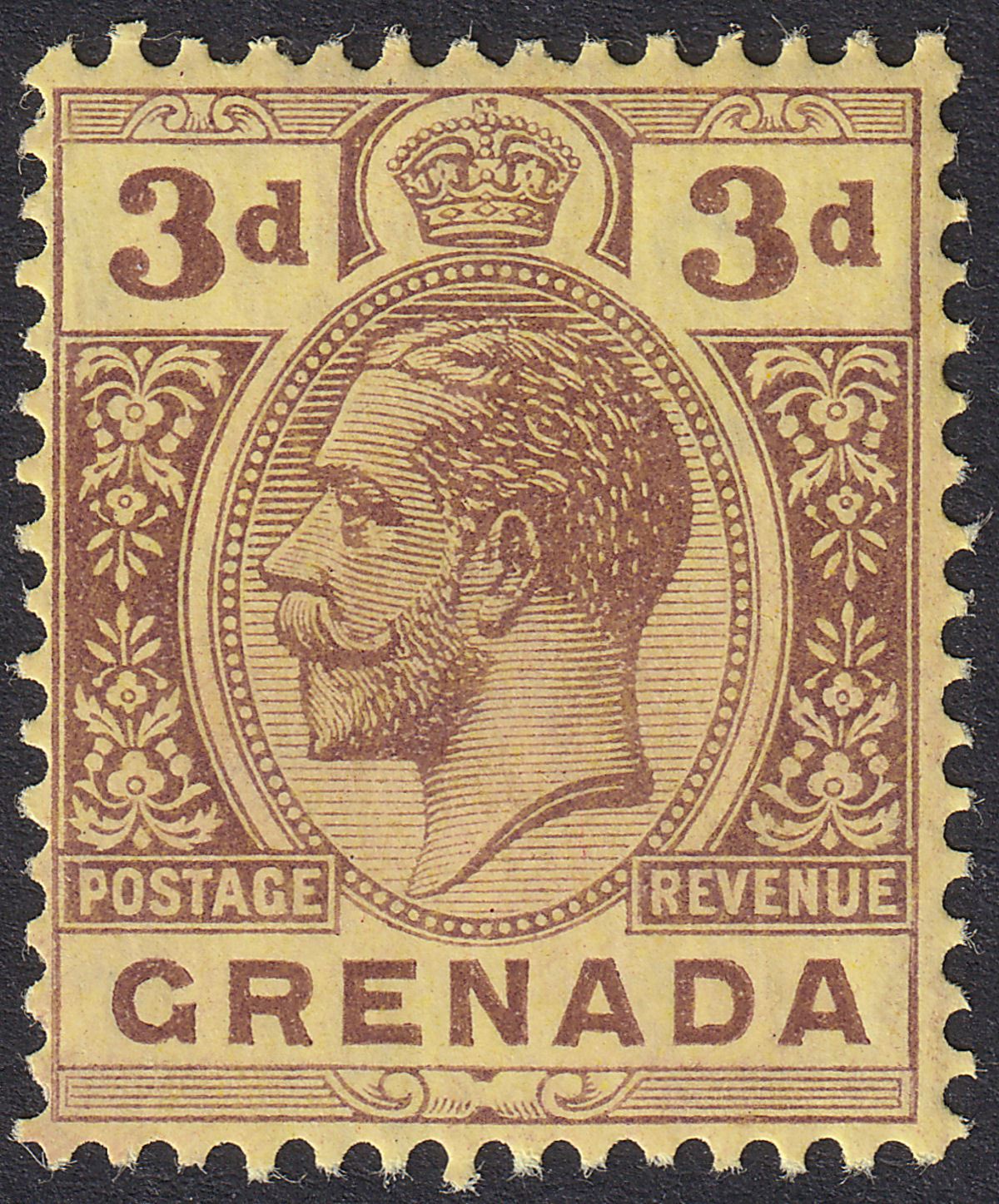 Grenada 1917 KGV 3d Purple on Lemon Mint SG96b