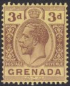 Click for more photos and details Grenada 1917 KGV 3d Purple on Lemon Mint SG96b