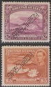 Click for more photos and details British Guiana 1945 KGVI SPECIMEN Perf $2 Purple, $3 Red-Brown Mint SG318s-319s