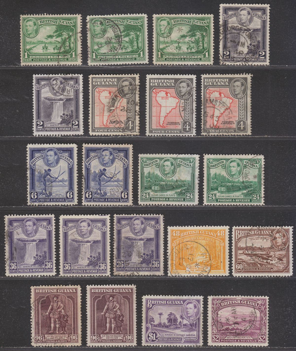 British Guiana 1938 King George VI Set to $2 Used SG308-318