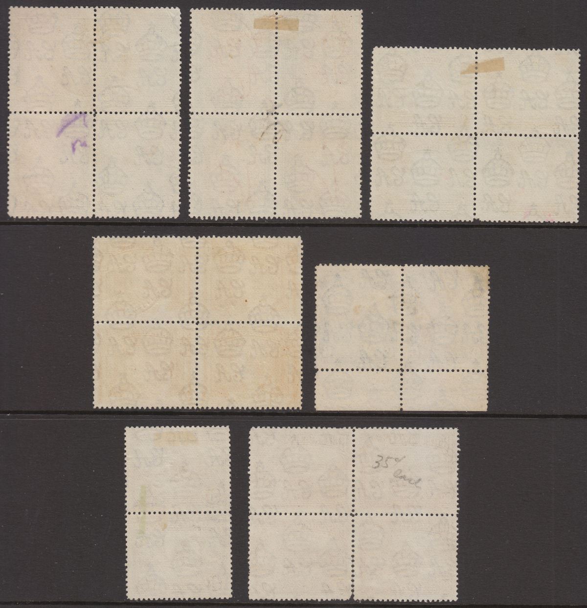 British Guiana 1938 King George VI Part Set Blocks / Pairs to $1 Used