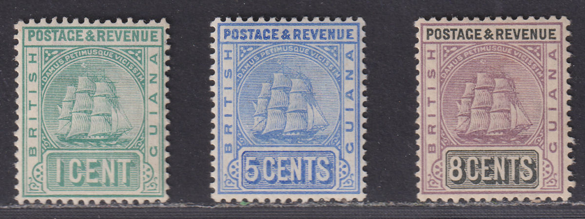 British Guiana 1890-91 Queen Victoria Set Mint SG213-5 cat £21