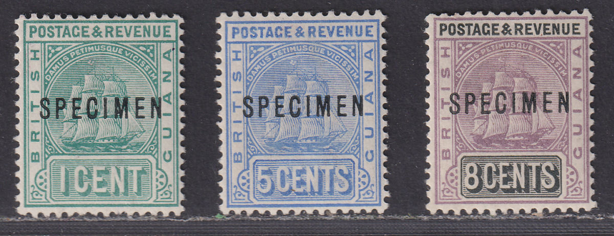 British Guiana 1890-91 Queen Victoria SPECIMEN Opt Set Mint SG213s-5s cat £90