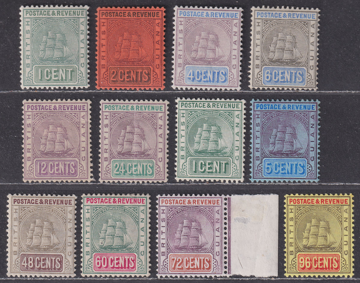 British Guiana 1900-1907 QV Ship Selection to 96c Mint