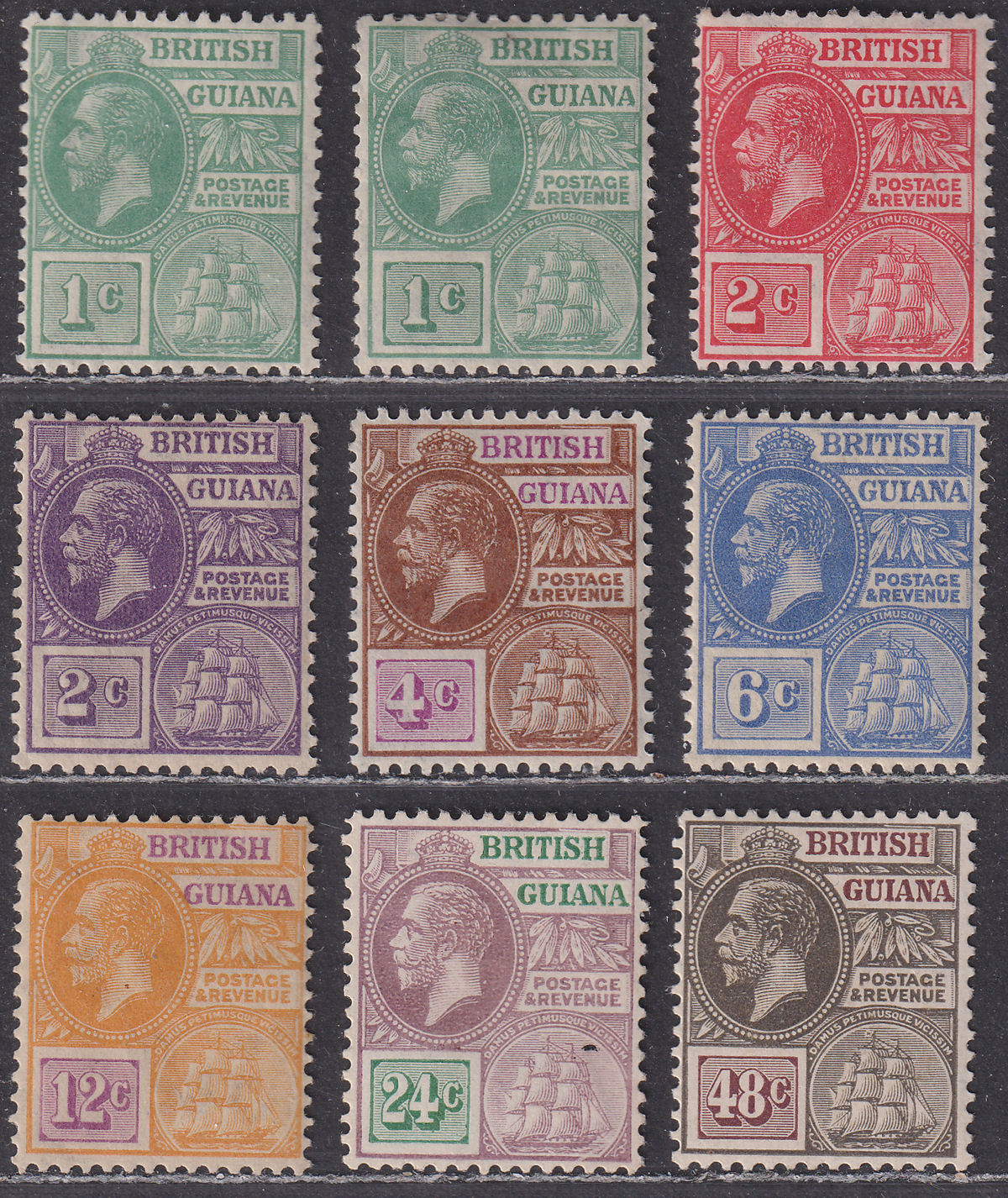 British Guiana 1921-27 King George V Set to 48c Mint SG272-279