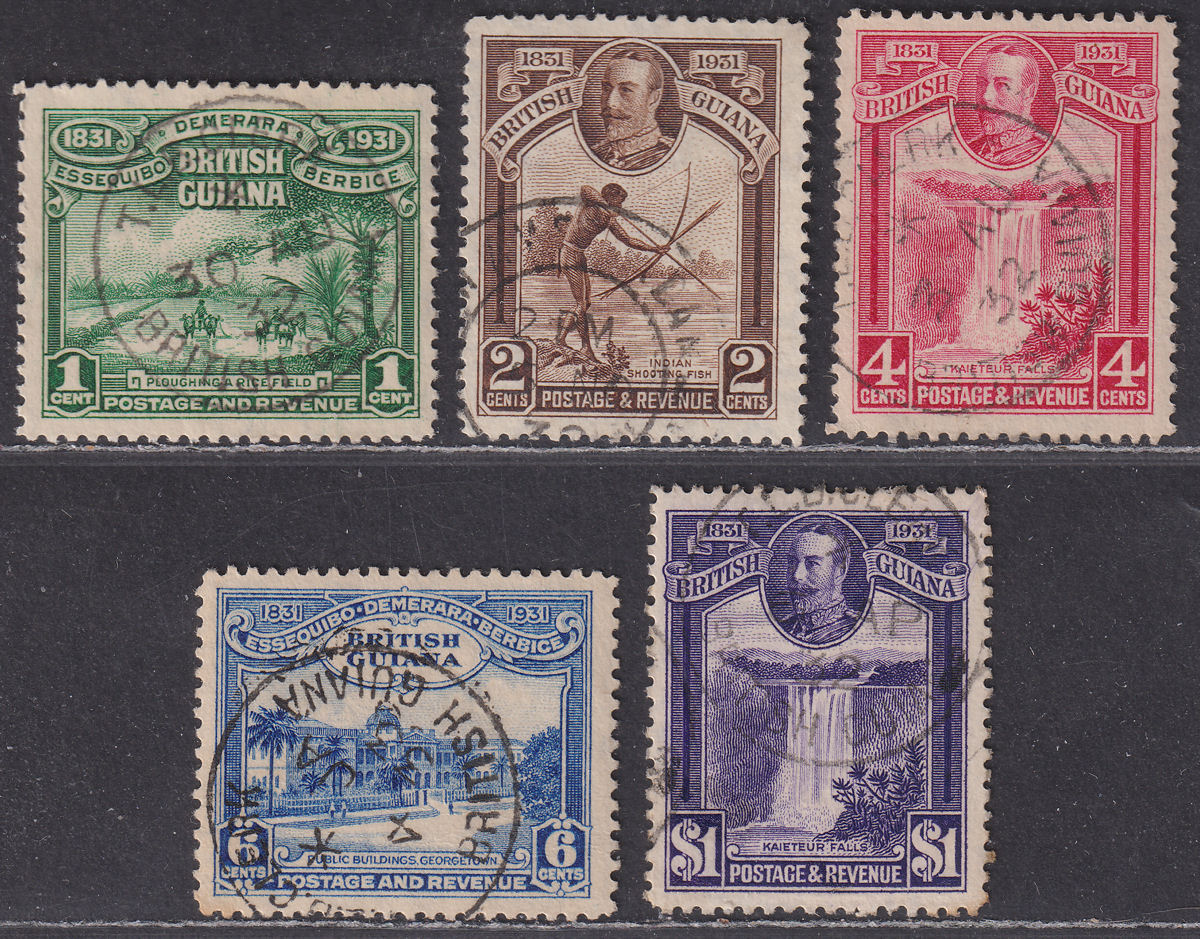British Guiana 1931 KGV Centenary of Union Set Used SG283-287 cat £65