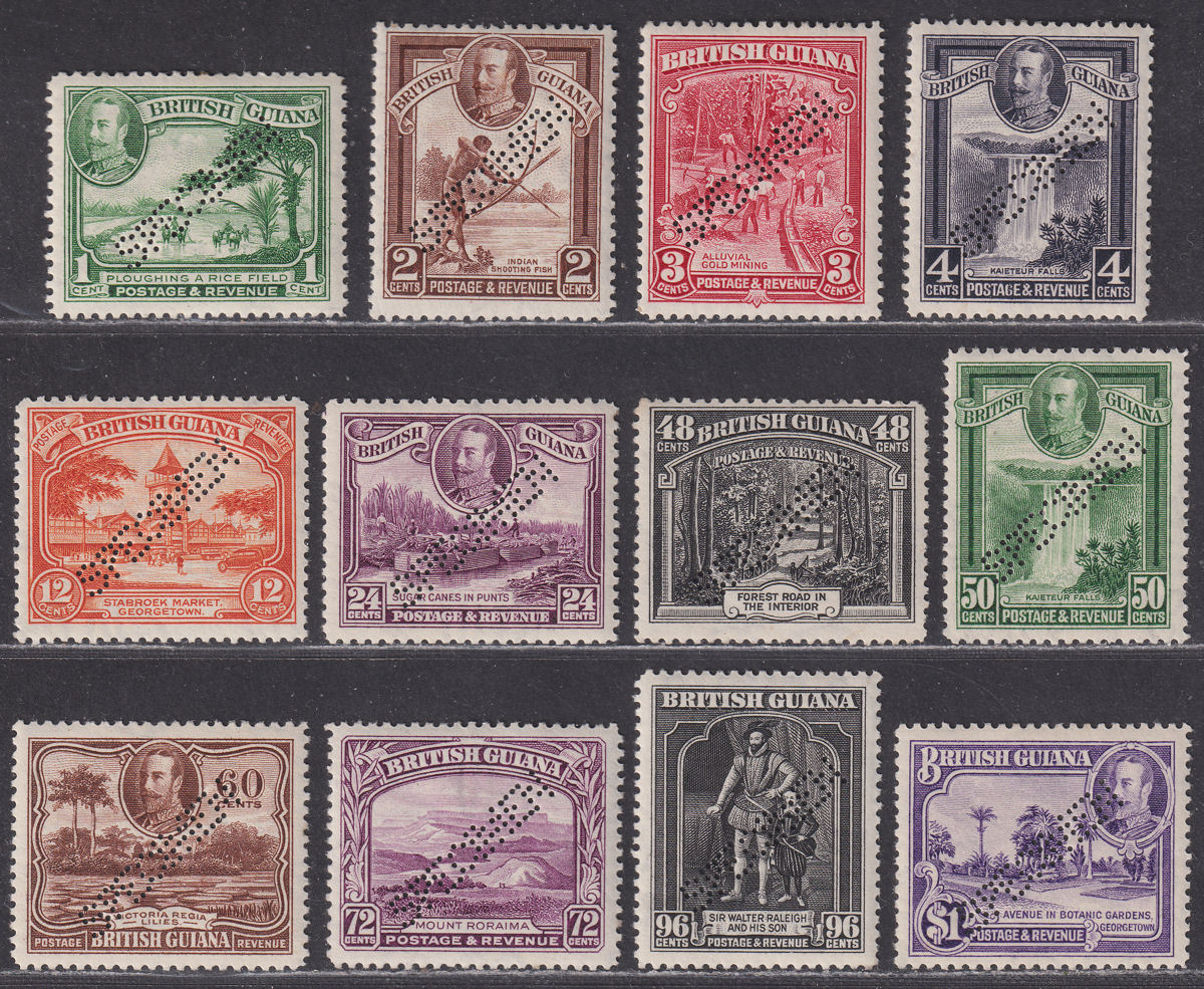 British Guiana 1934 King George V SPECIMEN Perf Part Set to $1 Mint