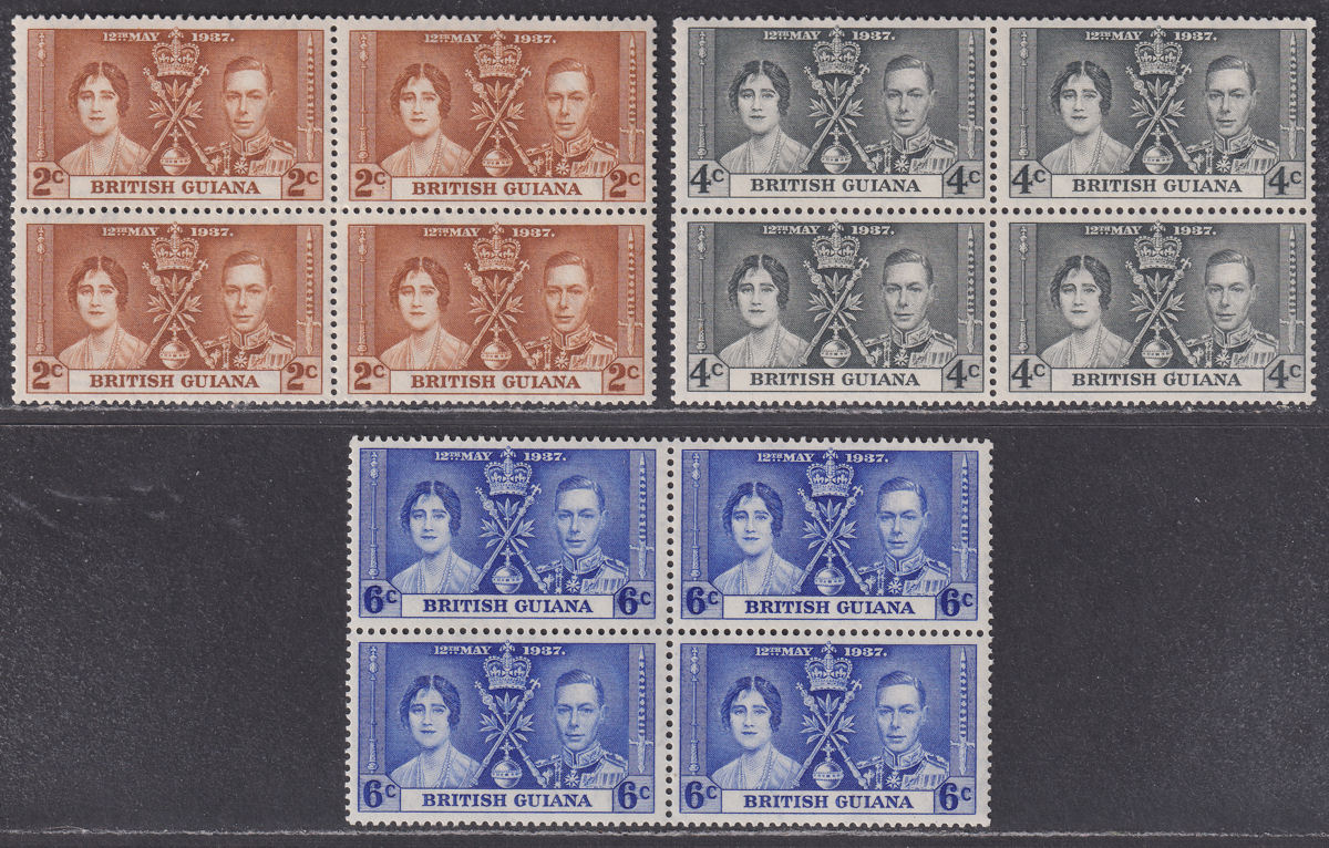 British Guiana 1937 KGVI Coronation Block Set Mint SG305-307