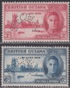 British Guiana 1946 KGVI SPECIMEN Perf Victory 3c, 6c Mint SG320s-321s cat £100