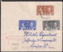 British Guiana 1937 KGVI Coronation Reg Cover Used - UK FOUND ORDINARY MAIL Mark