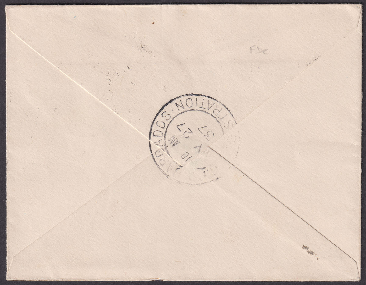 British Guiana 1937 KGVI Coronation Registered First Day Cover to Barbados
