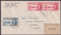 British Guiana 1946 KGVI Victory 3c, 6c Registered First Day Cover Used to UK