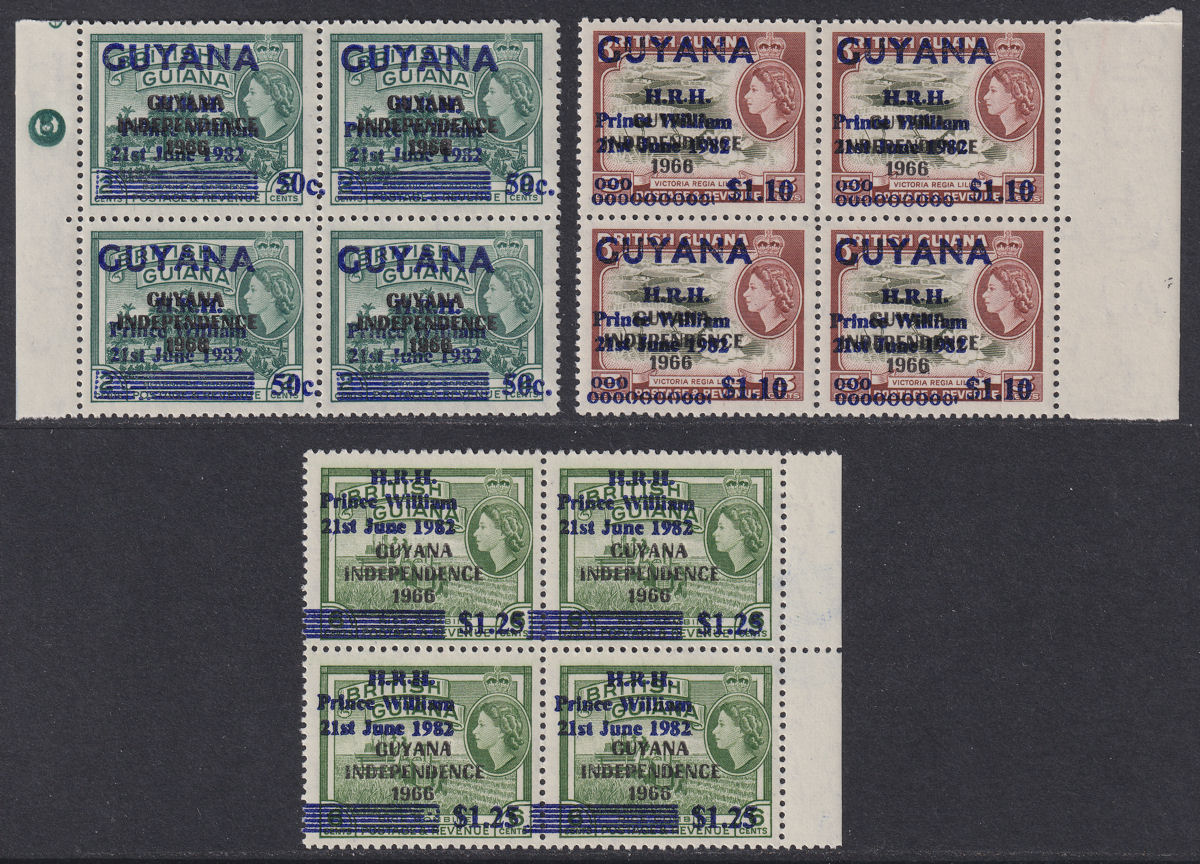 Guyana 1982 Birth of Prince William Surcharge Block Set to $1.25 UM Mint c£200+