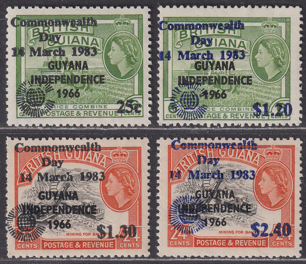 Guyana 1983 Commonwealth Day Surcharge Set UM Mint