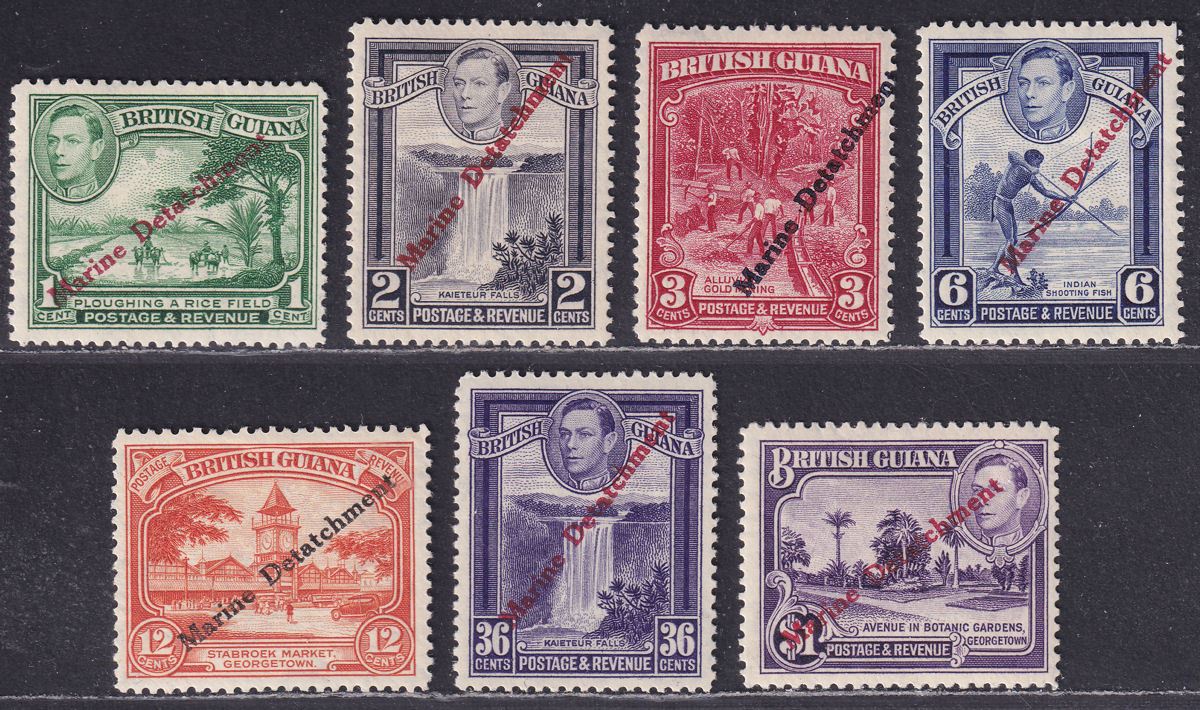 British Guiana c1934-38 Selection to $1 Marine Detachment Overprint Mint BOGUS