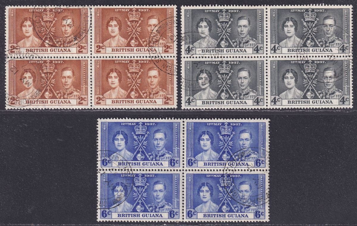 British Guiana 1937 KGVI Coronation Block Set Used SG305-307