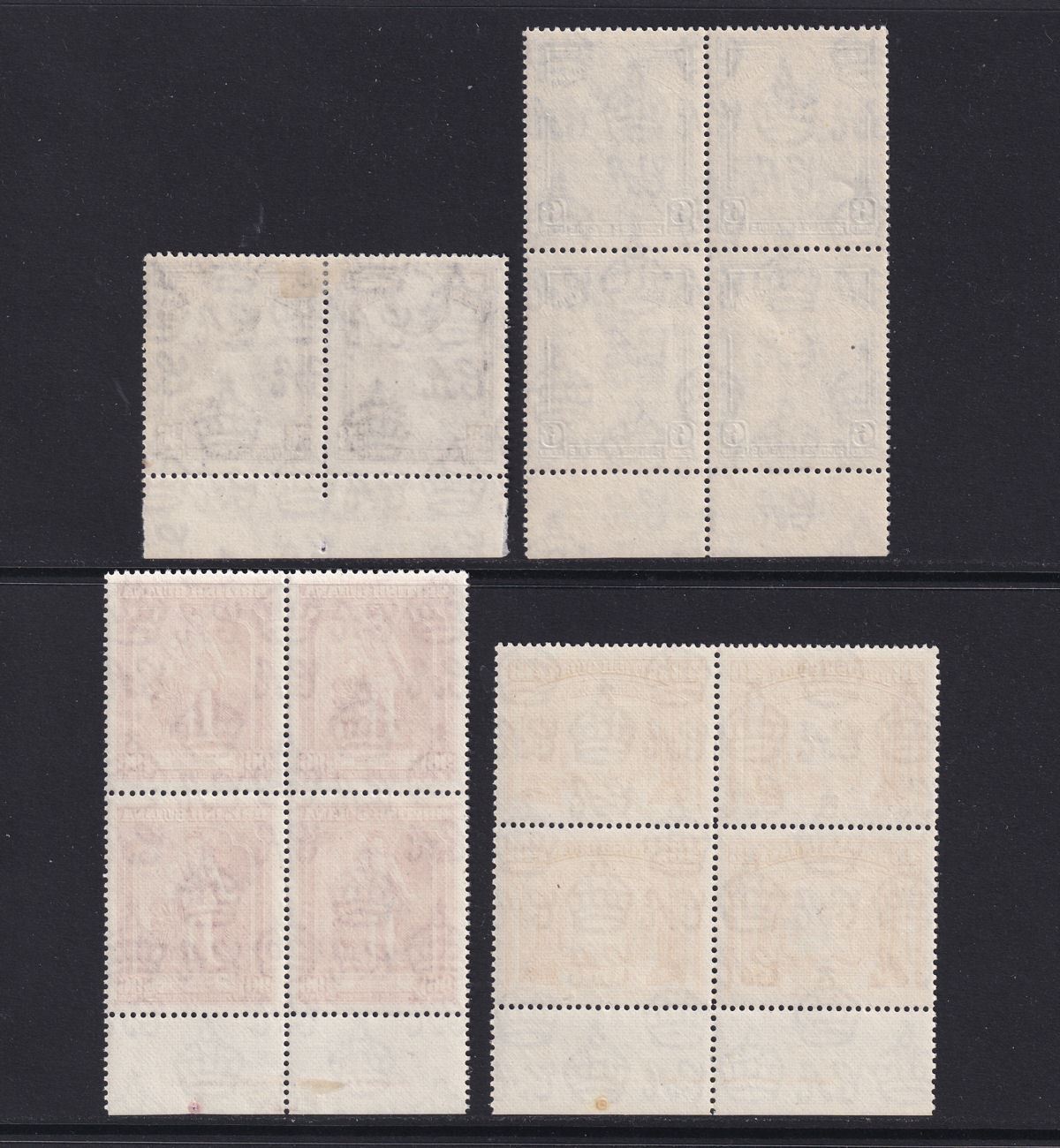 British Guiana 1949-52 KGVI Waterlow Imprint Block Selection to 96c Mint