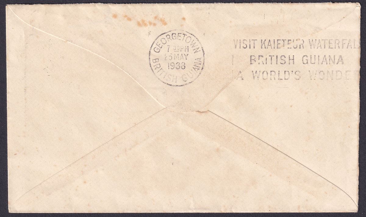 British Guiana 1938 KGVI Coronation 2c Used on Cover with SUDDIE Postmark