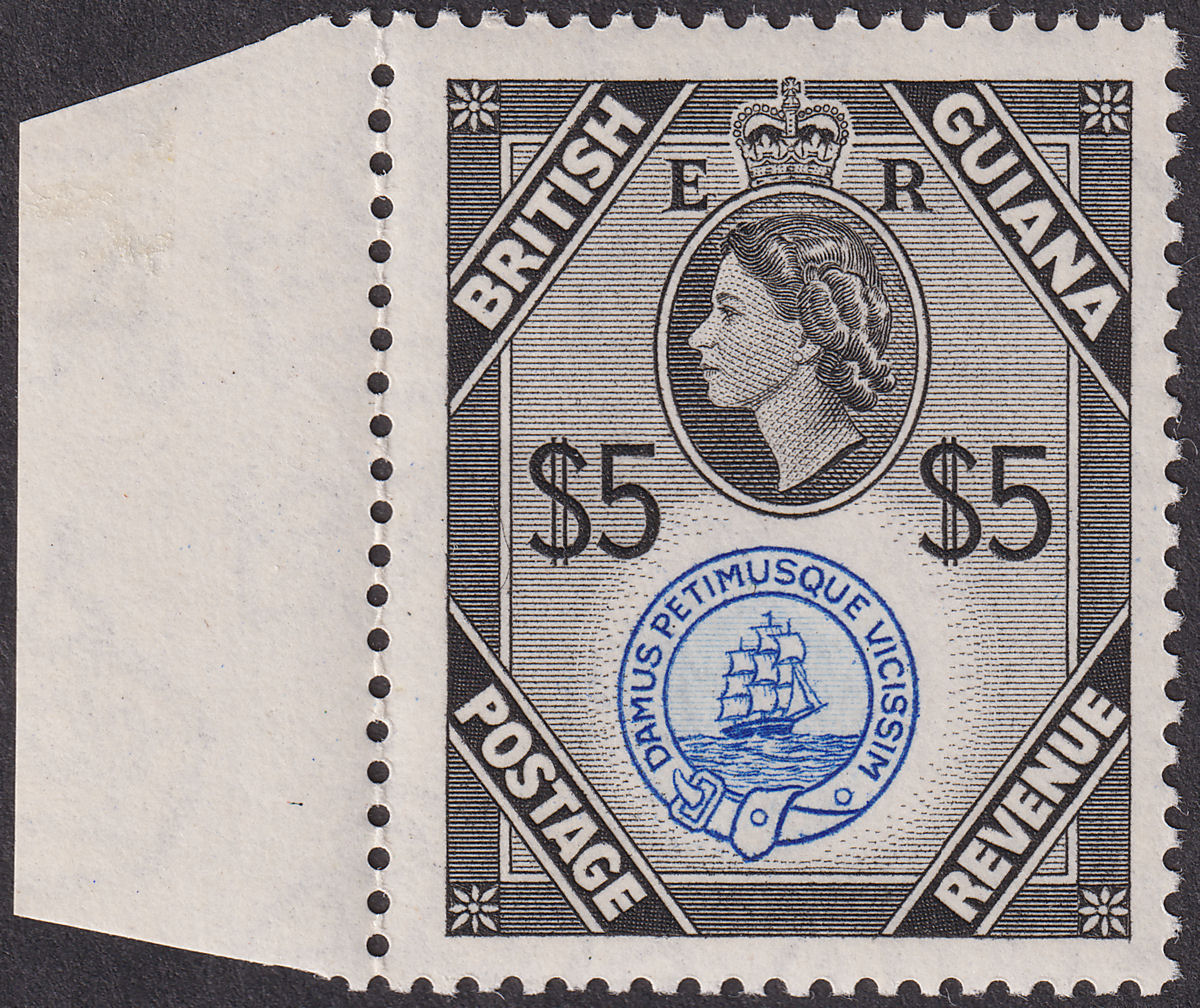 British Guiana 1954 QEII $5 Ultramarine and Black Waterlow Mint SG345 cat £27