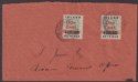 British Guiana 1890 QV Revenue 1c Surcharge on $4 x 2 Used on Cover SG210