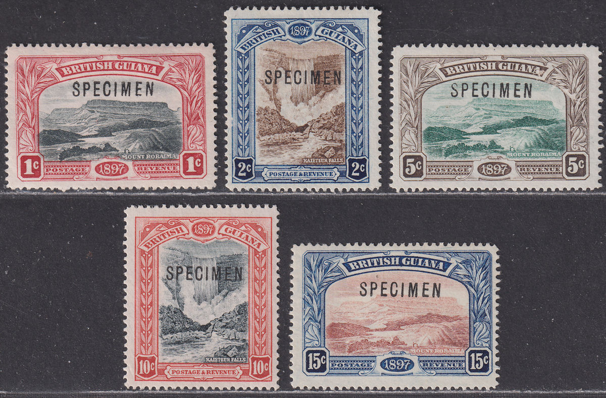 British Guiana 1898 QV Jubilee SPECIMEN Overprint Set Unused SG216s-221s cat£160
