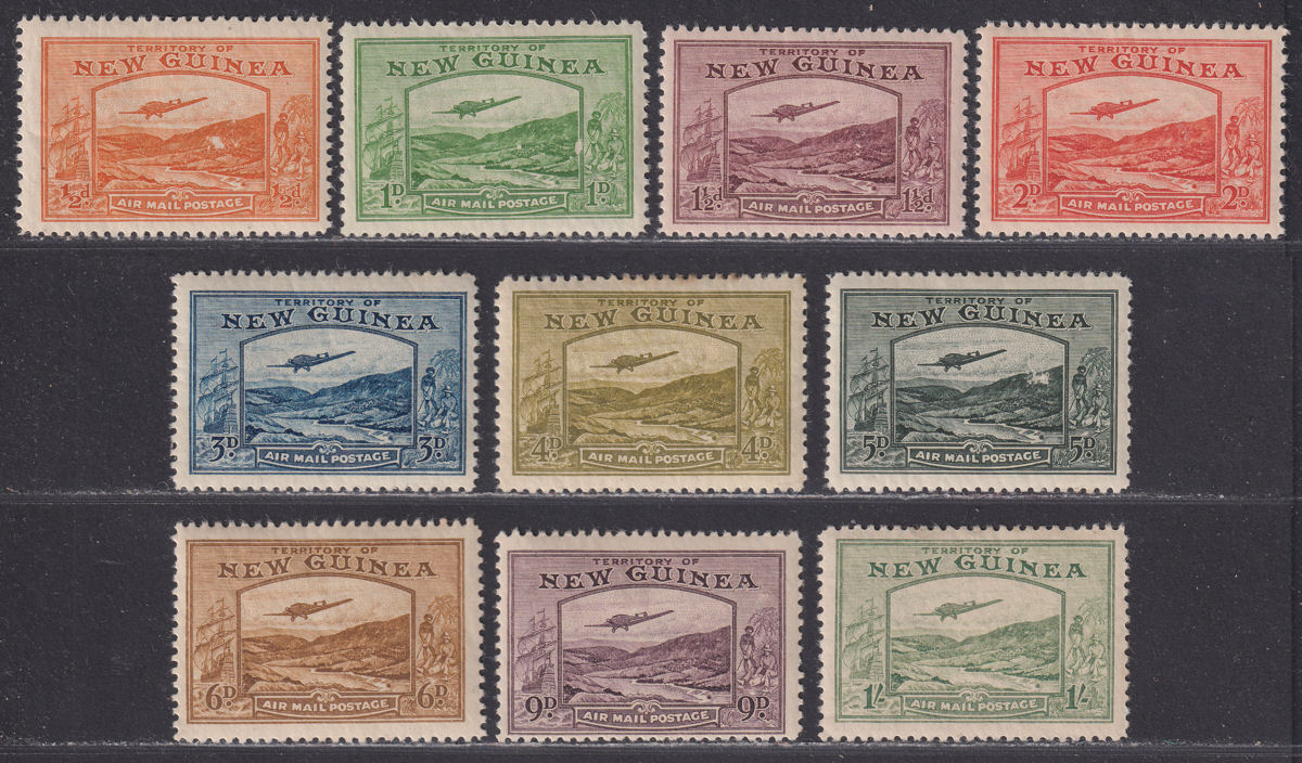 New Guinea 1939 KGVI Bulolo Airmail Set to 1sh Mint SG212-221 toned gum