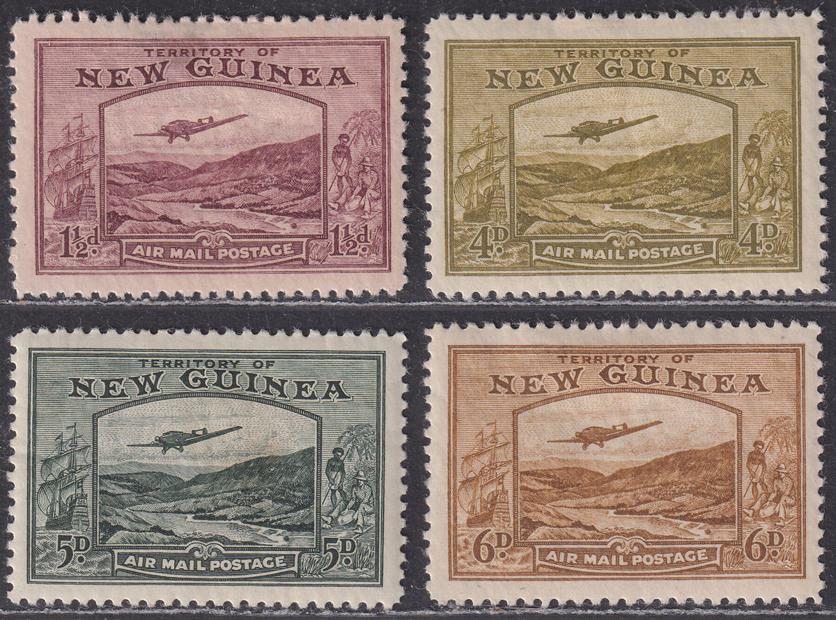 New Guinea 1939 KGVI Bulolo Airmail Part Set to 6d Mint - faults