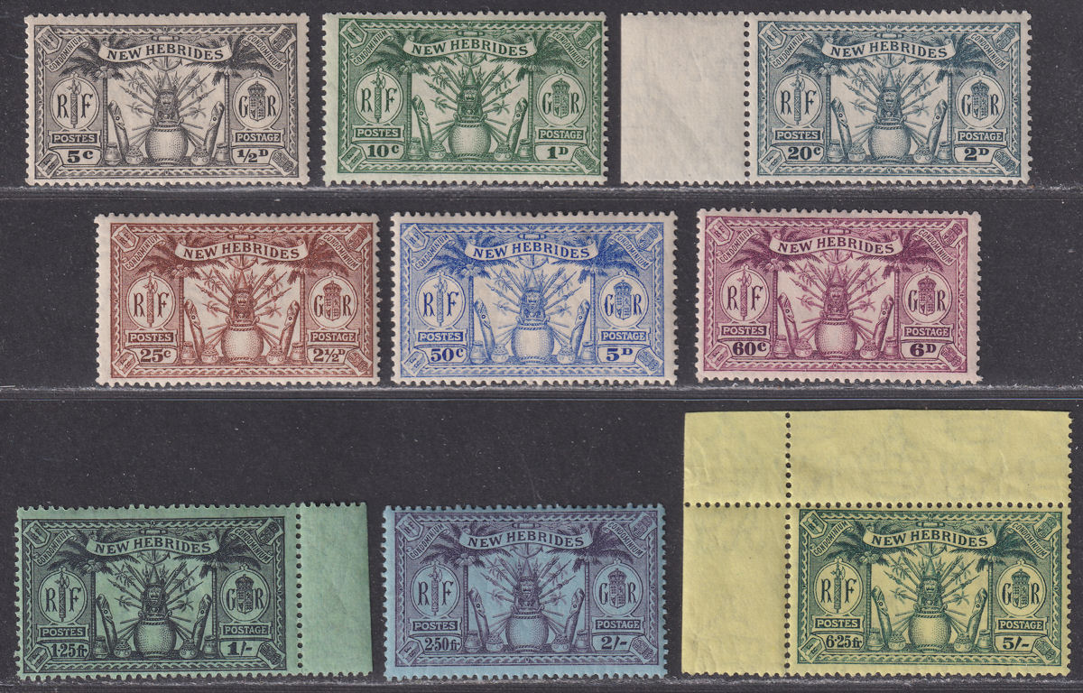 New Hebrides 1925 KGV Dual Currency Set Mint SG43-51 cat £42