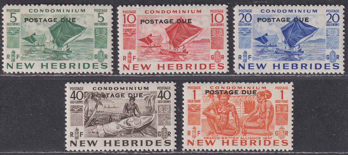 New Hebrides 1953 QEII Postage Due Overprint Set Mint SG D11-D15 cat £30