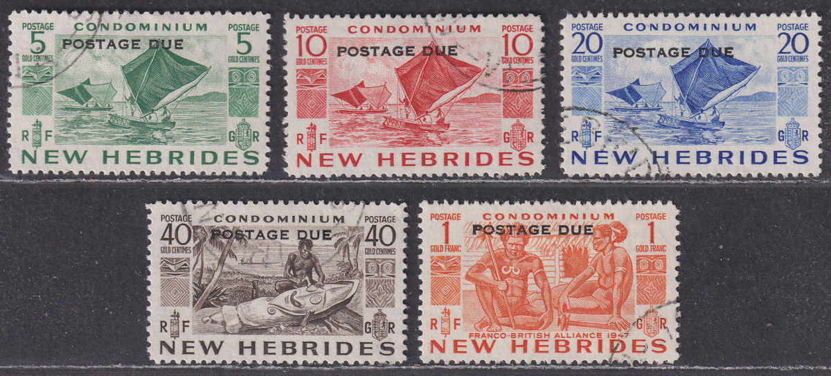 New Hebrides 1953 QEII Postage Due Overprint Set Used SG D11-D15 cat £130