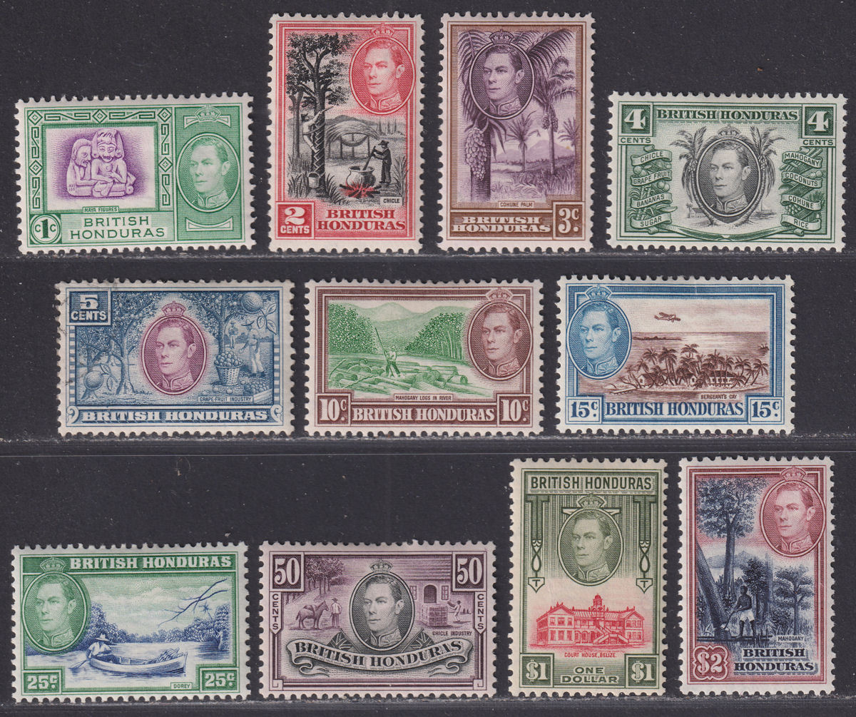 British Honduras 1938 King George VI Set to $2 Mostly Mint SG150-160 cat £150