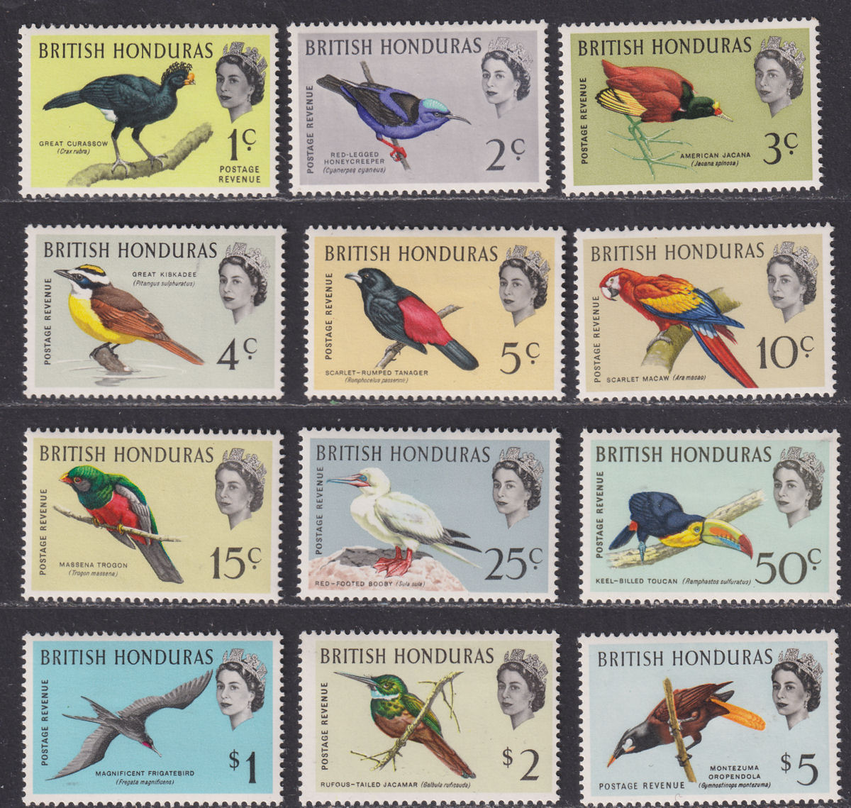British Honduras 1962 QEII Birds Set Mint SG202-213 cat £95