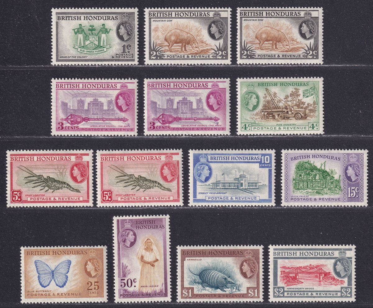 British Honduras 1953 Queen Elizabeth II Short Set to $2 Mint SG179-189 cat £55