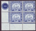 Hong Kong 1947 KGVI Postage Due 50c Blue Mint Corner Block SG D12