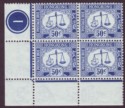 Click for more photos and details Hong Kong 1947 KGVI Postage Due 50c Blue Mint Corner Block SG D12