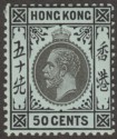 Hong Kong 1917 KGV 50c Black on Blue-Green with Olive Back Mint SG111b