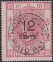 Hong Kong 1880 QV Stamp Duty 12c on $10 Rose-Carmine Fiscally Used SG F7