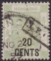 Hong Kong 1899 QV 20c on 30c Green Used SG48 with IPO Mark + Shanghai Postmark