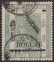 Hong Kong 1897 QV Stamp Duty $1 Surch on $2 Dl Bl Green p14 Used SG F11 cat £160