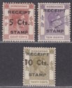 Click for more photos and details Hong Kong KGVI Revenue Receipt 5c, 10c Surcharges Unused, 10c Used BF2 BF3 BF4