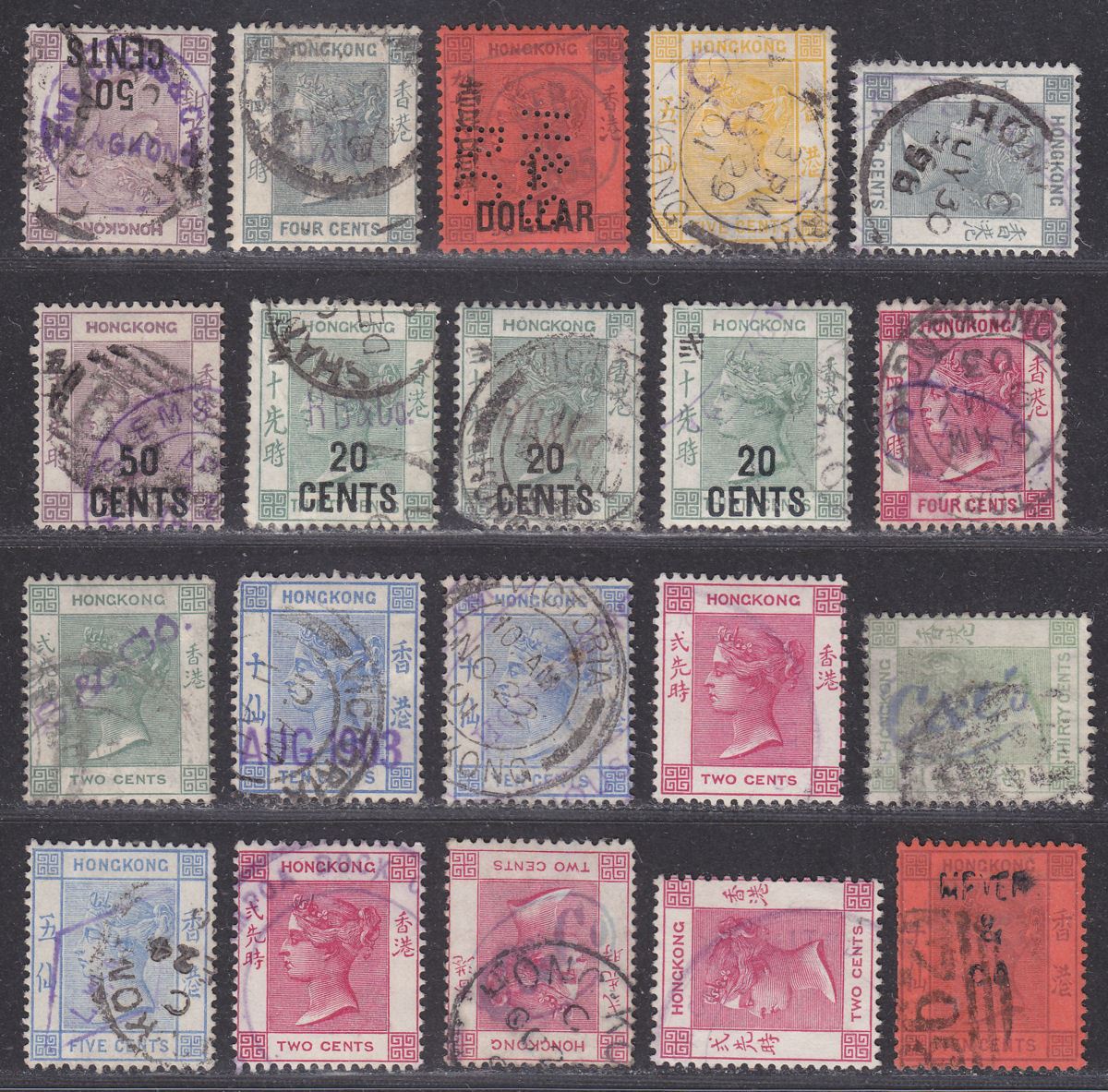 Hong Kong Queen Victoria Selection Used with Various Company Chops