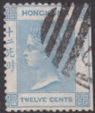Click for more photos and details Hong Kong 1865 Queen Victoria 12c Pale Blue Used SG12a