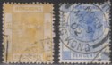 Hong Kong 1900 QV 5c Yellow, 10c Ultramarine Used with IPO cancels SG58-59