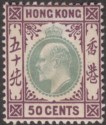 Click for more photos and details Hong Kong 1903 KEVII 50c Dull Green and Magenta Mint SG71 cat £65