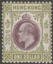 Click for more photos and details Hong Kong 1904 KEVII $1 Purple and Sage-Green Ordinary Mint SG86