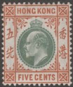 Hong Kong 1903 KEVII 5c Dull Green and Brown-Orange Mint SG65