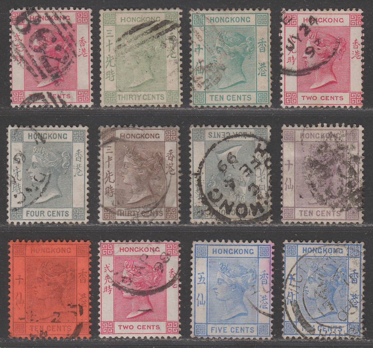 Hong Kong 18821901 QV Selection Used inc B62 Postmarks British