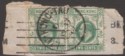 Click for more photos and details Hong Kong 1912 KEVII 2c Green Pair Used on Piece w LIU KUNG TAU code D Postmark